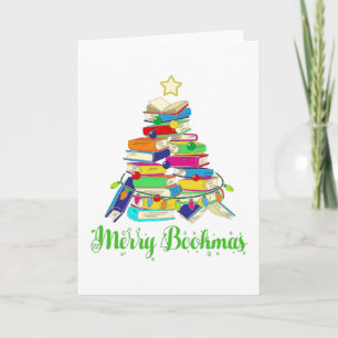 Carte Livre Sapin de Noël, Noël amateur de livres