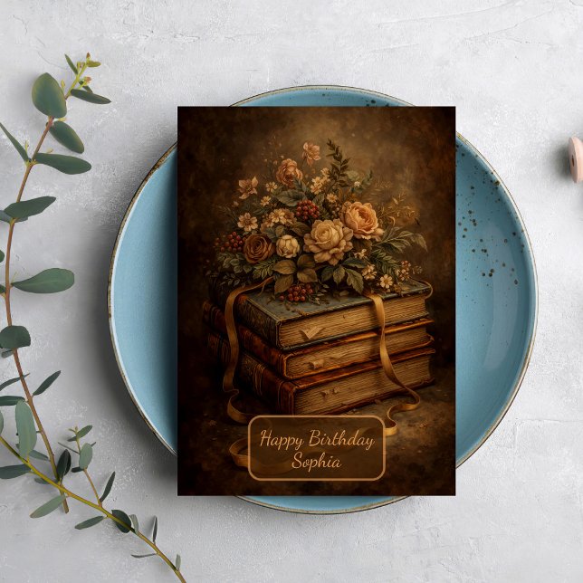Carte Livres Anciens et Fleurs d'Automne (Créateur téléchargé)