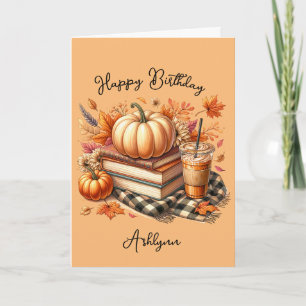 Carte Livres Café et Épice de Citrouille Fête d'annivers