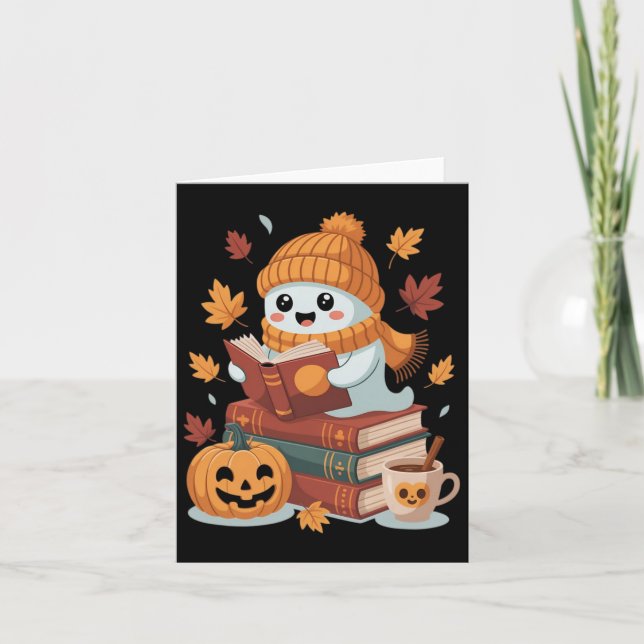 Carte Livres De Lecture De Fantôme - Halloween D'Automne (Devant)