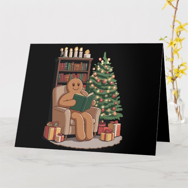 Carte Livres de lecture Rétro Gingerbread Noël Enseignan (Fleur jaune)