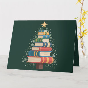 Carte Livres de Noël pour Enseignants Arbre Xmas Lecture