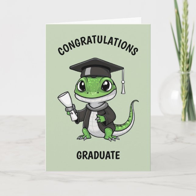 Carte Lizard Gecko Graduation Personnalisée (Devant)