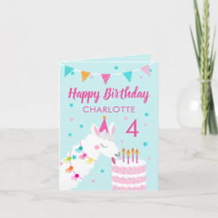 Carte Llama 4e anniversaire Joyeux anniversaire