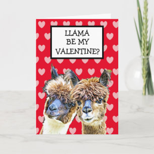 Carte Llama Be my Valentine ? Je t'aime bien les gars !