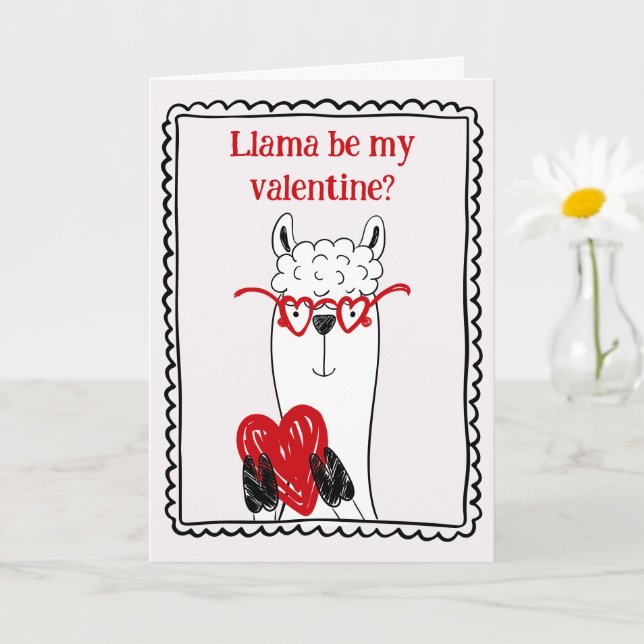 Carte Llama By My Valentine Funny Kids Valentine's Day (Petite plante)