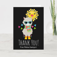 Llama Cool et Soleil Kawaii Sourire Merci