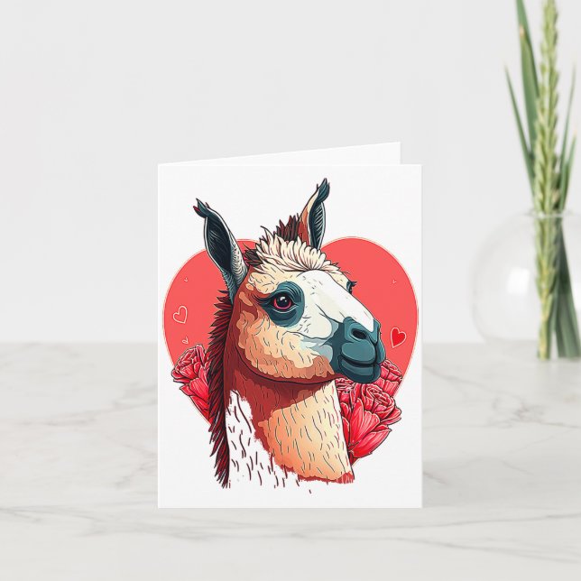 Carte Llama Cute Alpaca Valentines Day Animal  (Devant)