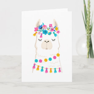 Carte Llama florale mignonne