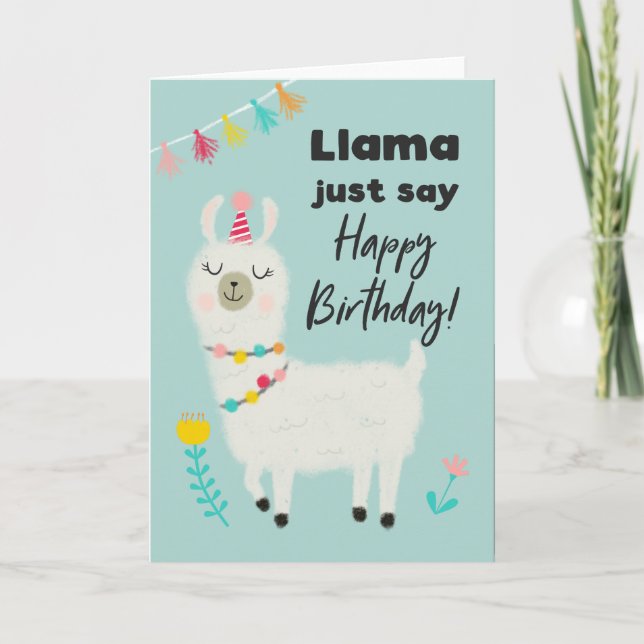 Carte Llama Juste Dire Joyeux Anniversaire (Devant)