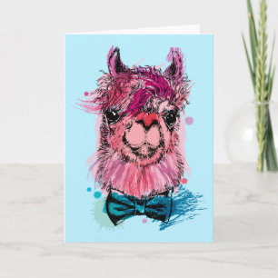 Carte Llama rose mignonne
