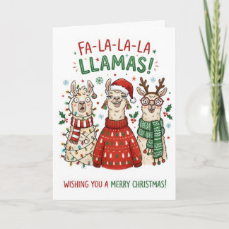 Carte Llamas drôles de Noël – Fa La La Llamas