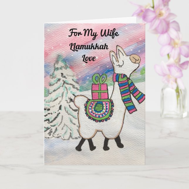 Carte Llamukkah Pour Ma Femme Joyeux Fête De Hanoukka (Orchidée)