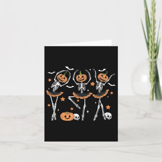 Carte Llet Citrouille Squelette effrayant Halloween Homm (Devant)