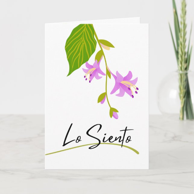 Carte Lo Siento Sympathy Spanish avec Hosta Blooms (Devant)