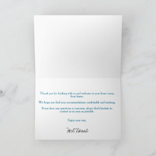 Carte Location Mer Bleu Welcome Note Card 2