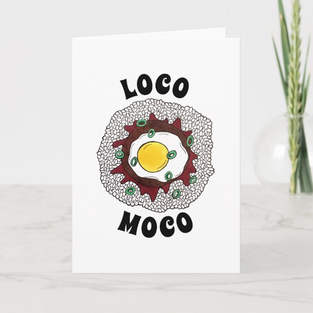 Carte Loco Moco Cuisine hawaïenne Nourriture Riz Hamburg (Devant)