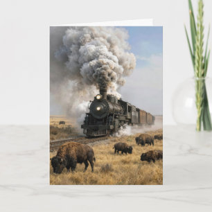 Carte Locomotive à vapeur de la fête des Pères avec buff