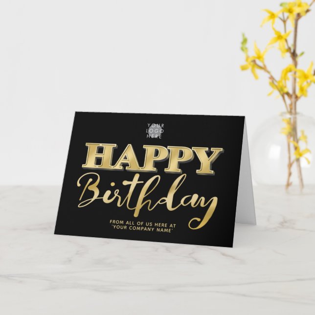 Carte Logo 3d Gold Letting Business Anniversaire Noir (Fleur jaune)
