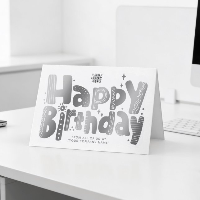 Carte Logo Amusant Faux Argent Anniversaire Écriture Man (Créateur téléchargé)