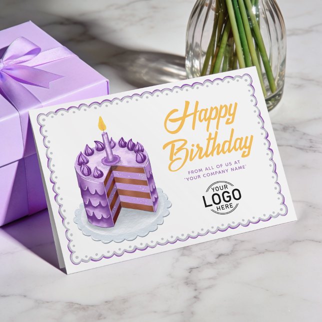 Carte Logo Big Purple Vintage Cake Business Birthday (Créateur téléchargé)