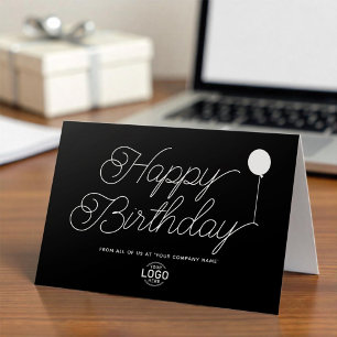 Carte Logo Business Simple Black White Balloon Anniversa