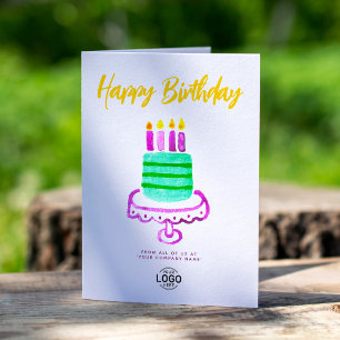 Carte Logo Business Simple Purple Green Cake Anniversair