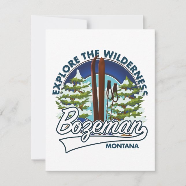 Carte logo de l'affiche de ski de Bozeman Montana (Devant)