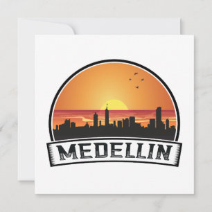 Carte Logo de Medellin Colombia Sunset Skyline City