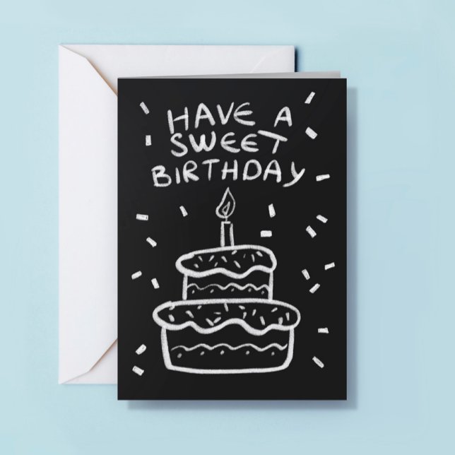 Carte Logo Dessiné à la Main Gâteau Simple Noir Blanc An (Créateur téléchargé)