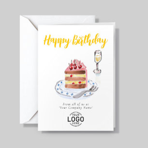 Carte Logo Entreprise Gâteau d'anniversaire Cerise Choco