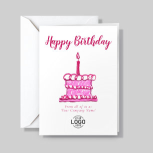 Carte Logo Entreprise Simple Gâteau au Crayon Rose Anniv