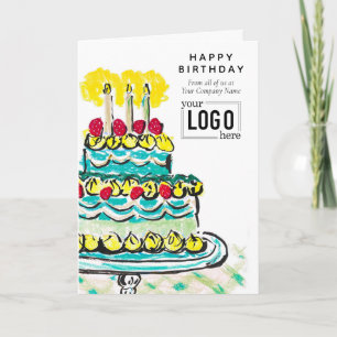 Carte Logo Entreprise Turquoise Gâteau Artistique Annive