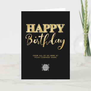 Carte Logo Faux Gold Lettres Business Anniversaire Noir