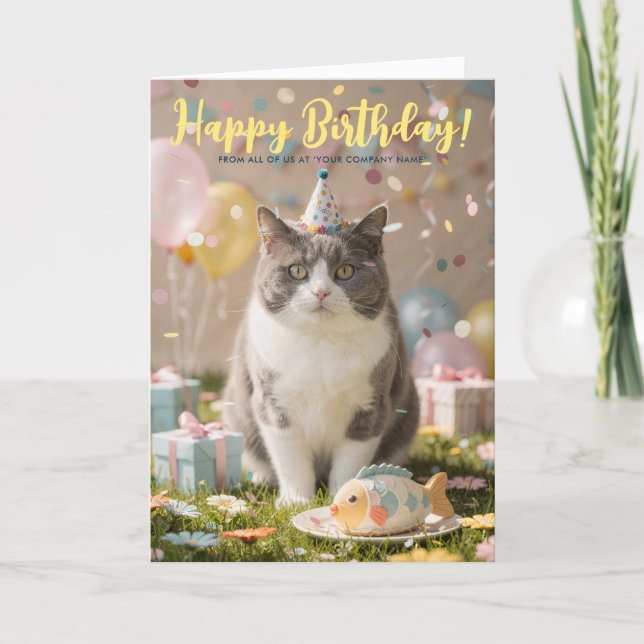 Carte Logo Fun Cute Corporate Cat Kitty Birthday (Devant)