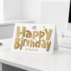 Carte Logo Fun Jouer Faux Or manuscrit Anniversaire