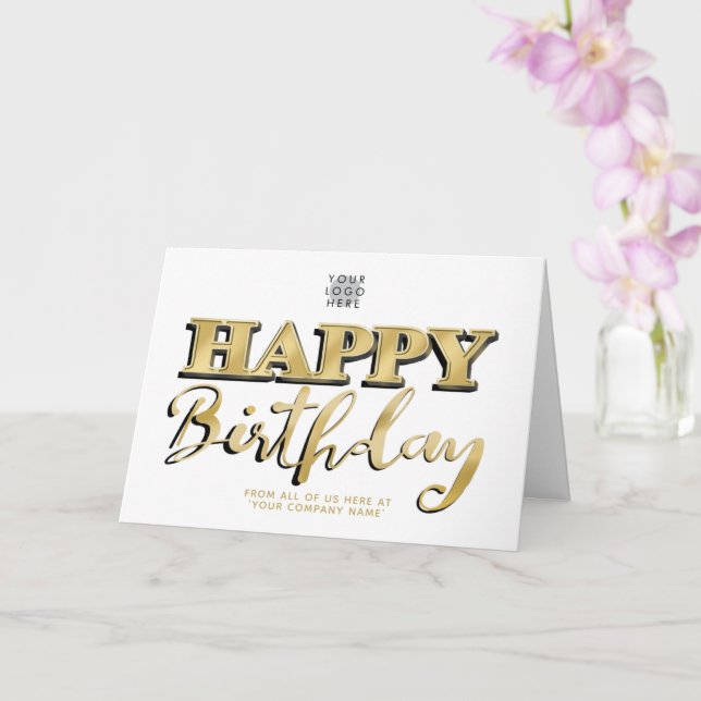 Carte Logo Gold Letting Business Anniversaire Blanc (Orchidée)