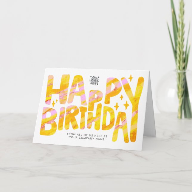 Carte Logo Jaune Fun Crayon manuscrit Anniversaire (Devant)