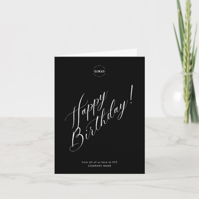 Carte Logo minimal Black Business Company Joyeux anniver (Devant)