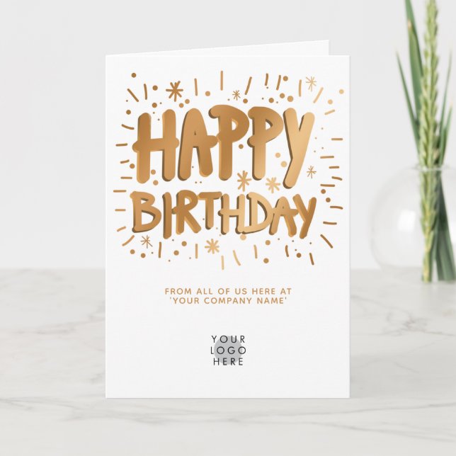 Carte Logo Personnalisé Faux Gold Fun Joyeux Anniversair (Devant)