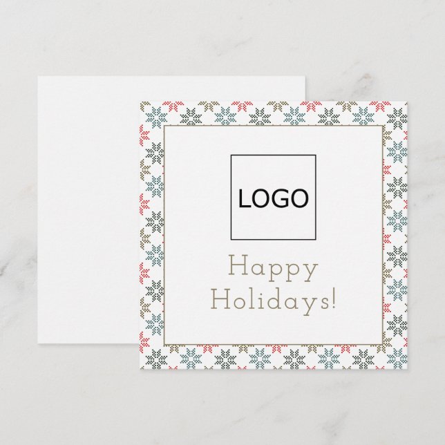 Carte Logo Personnalisé Photo Four Poinsettia Motif Noël (Devant / Derrière)