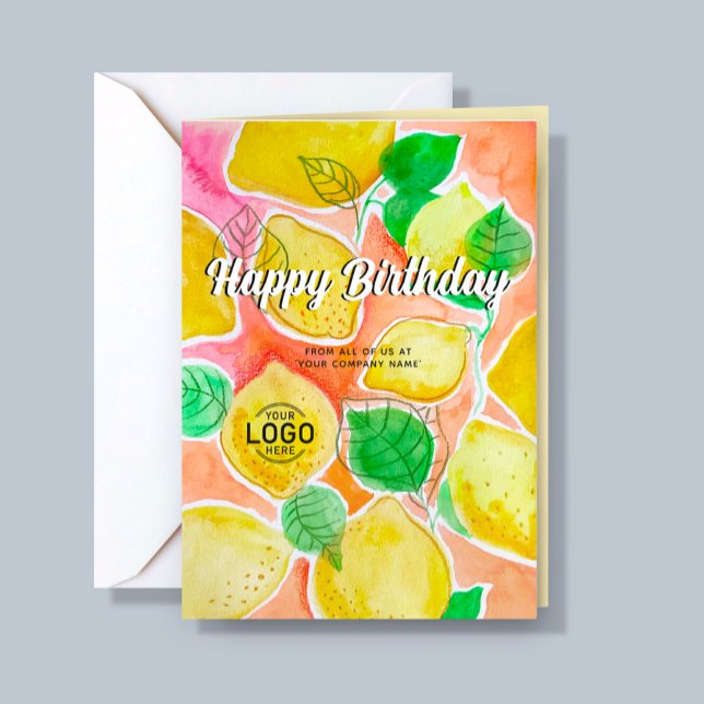Carte Logo Personnalisé Whimsical Colorful Lemons Annive (Créateur téléchargé)