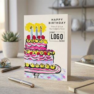 Carte Logo Professionnel Gâteau Artistique Rose Annivers