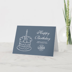 Carte Logo Simple Cake Bleu Poussiéreux Entreprise Anniv