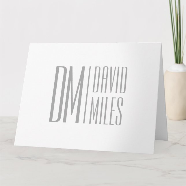 Carte Logo Stylish Minimal & Modern Grey Initiales & Nom (Devant)