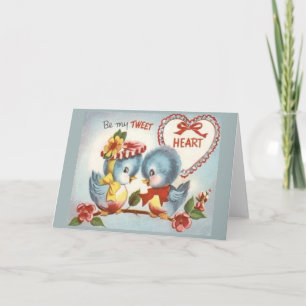 Carte L'oiseau bleu vintage soit mon coeur Valentine de