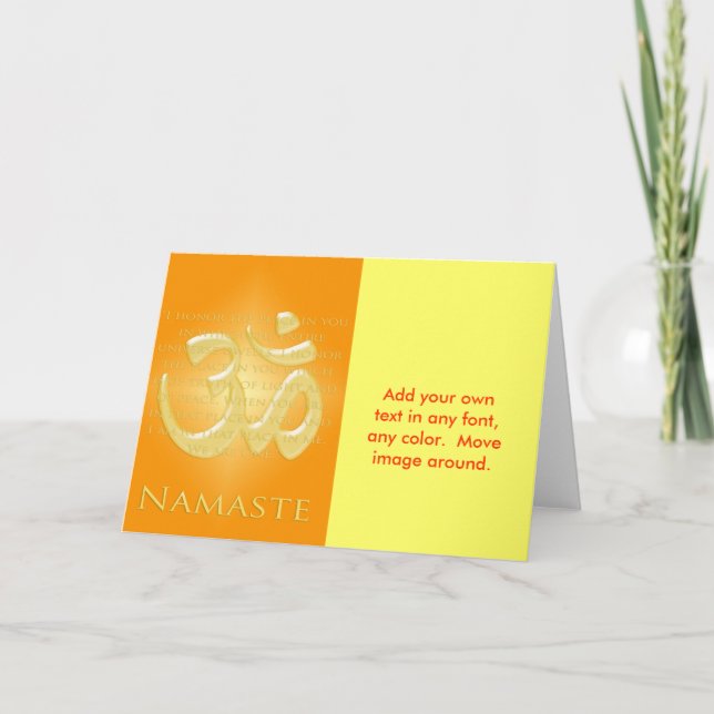 Carte L'OM en oranges et or - Namaste (Devant)