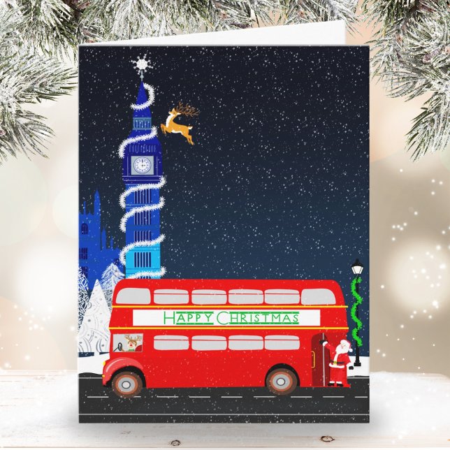 Carte Londres Big Ben avec bus à impériale Noël (Créateur téléchargé)