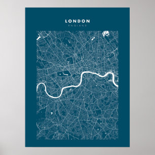 Carte Londres Imprimer, Poster Papier Bleu foncé