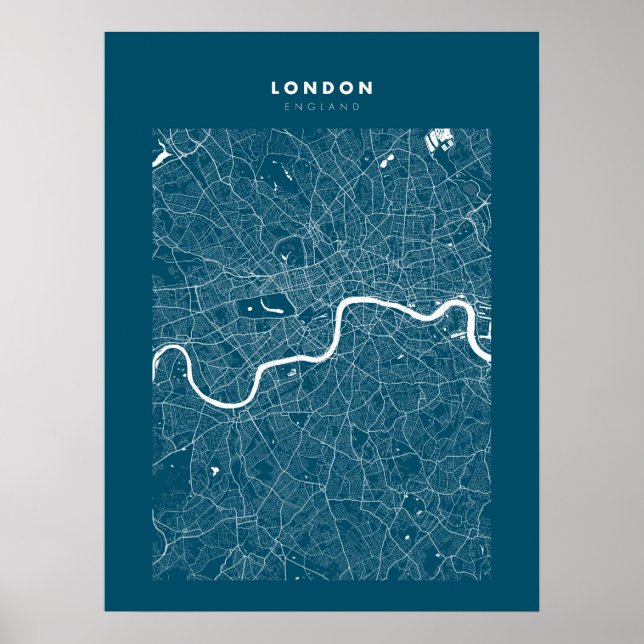 Carte Londres Imprimer, Poster Papier Bleu foncé (Devant)